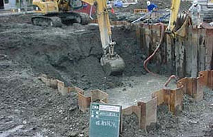 地下タンク基礎の掘削